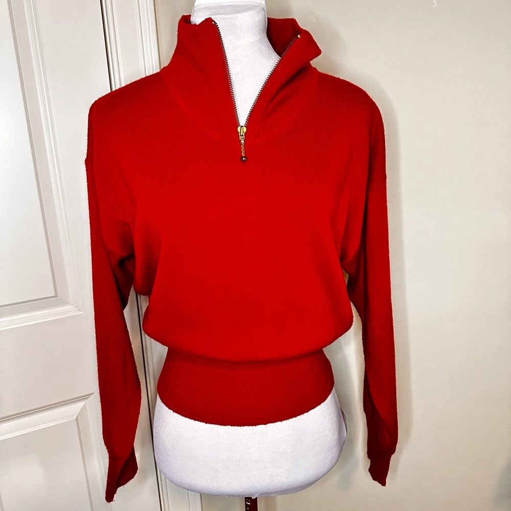 MEISTER Red Quarter Zip Wool Top Red size small